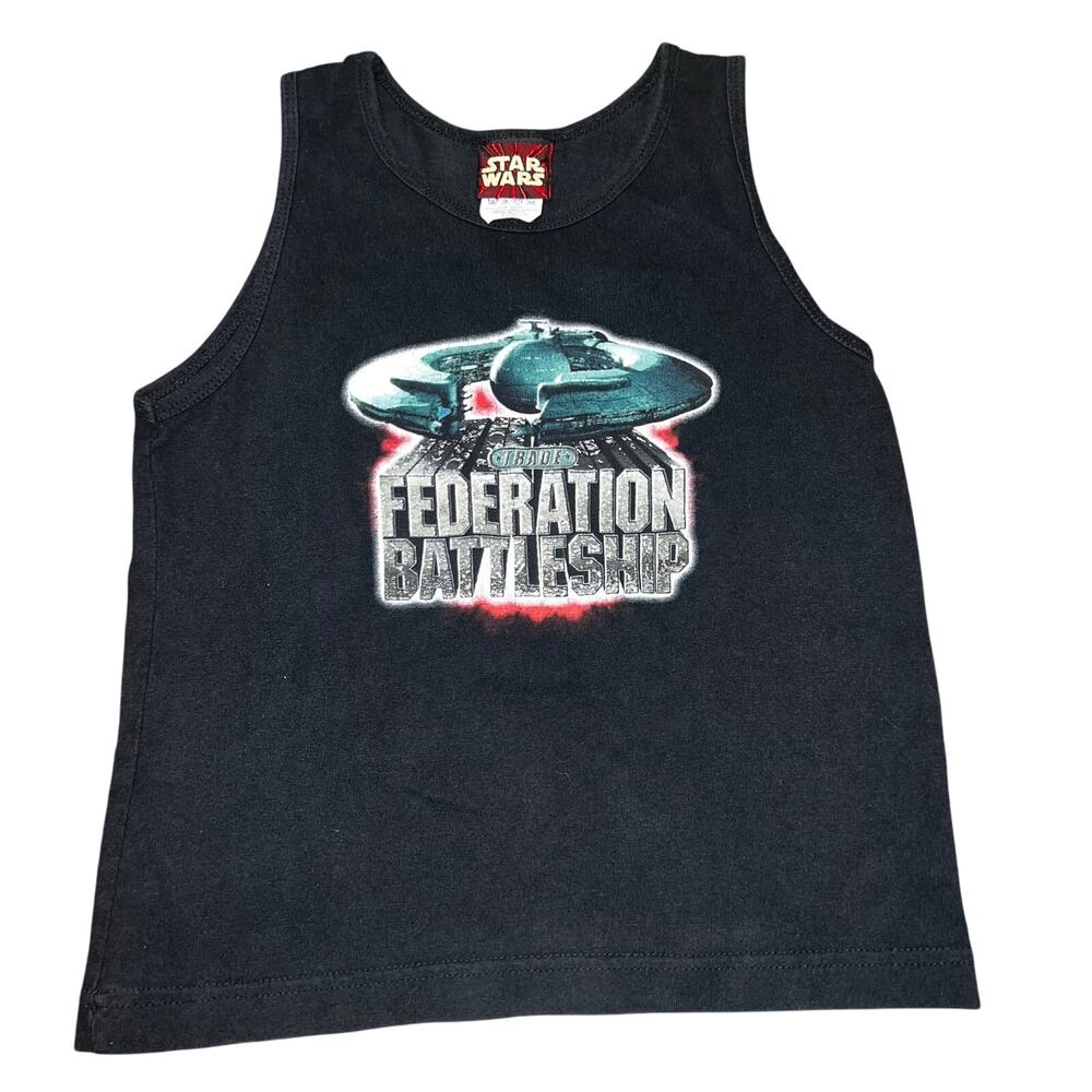 Vintage Star Wars Federation Battleship boys black tank top size 7